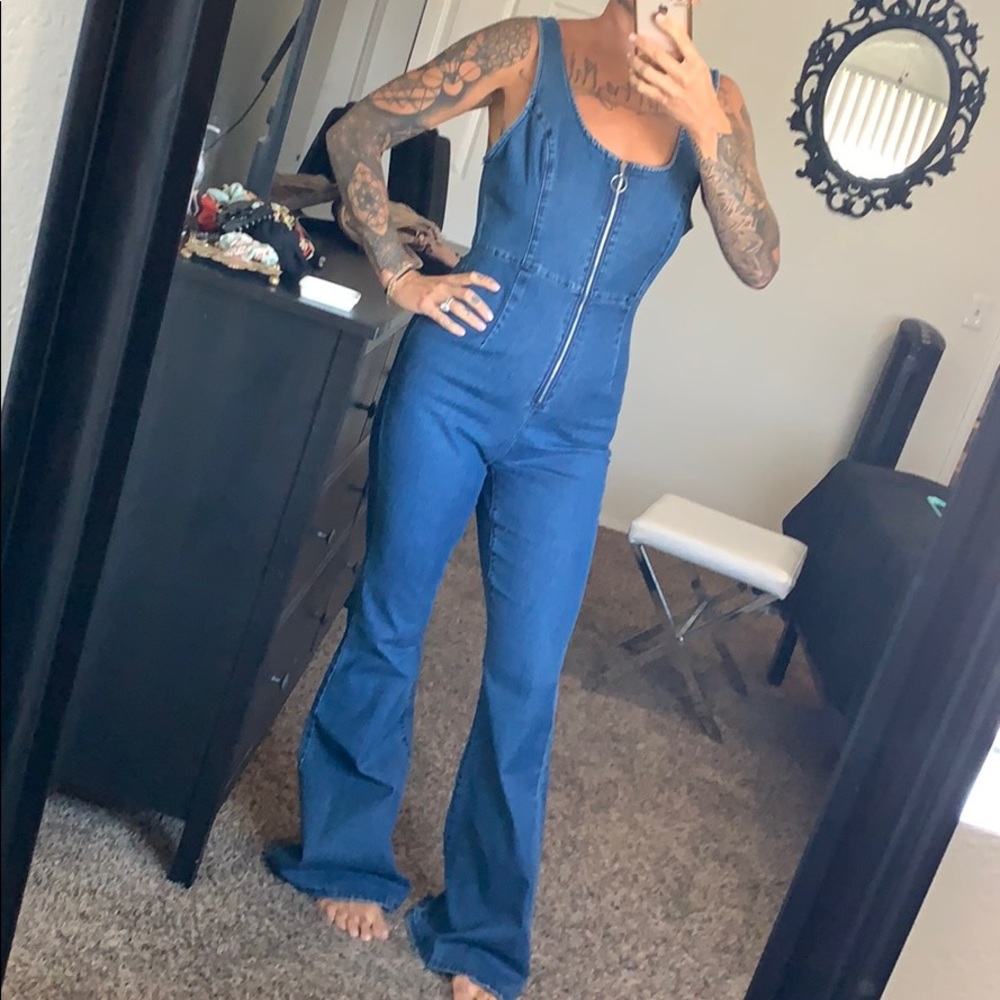 Denim sleeveless jumpsuit